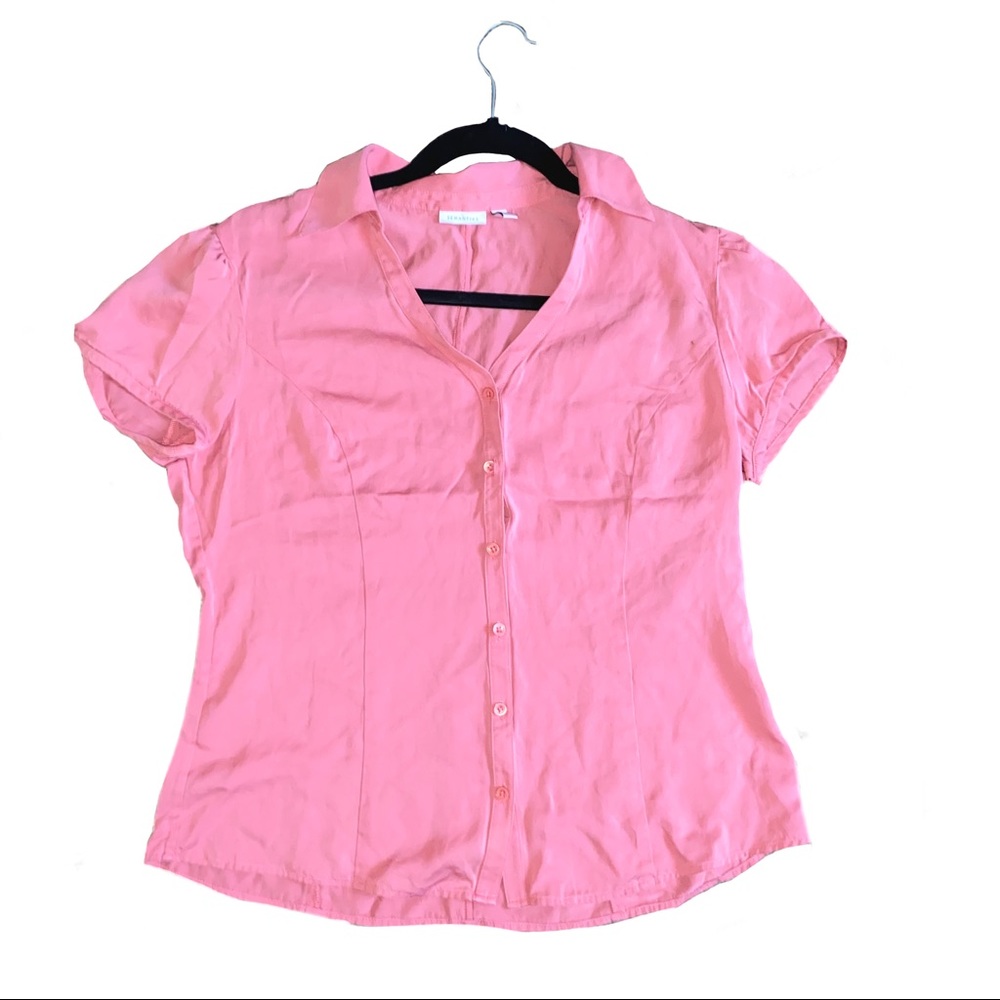 Semantiks- Pink Button-Up Silk Shirt